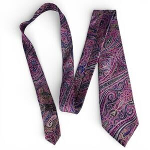 Vintage Christian Dior Paisley 100% Silk Tie Made in USA Italian Fabric 55x3.25